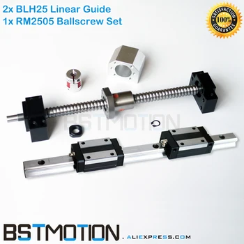 

2505 Ball screw BK20 BF20+BLH25 25mm Linear Guide Rail 300mm 400mm 500mm 600mm 700mm 800mm 900mm 1000mm 1100 1200 1500mm#HGH25CA