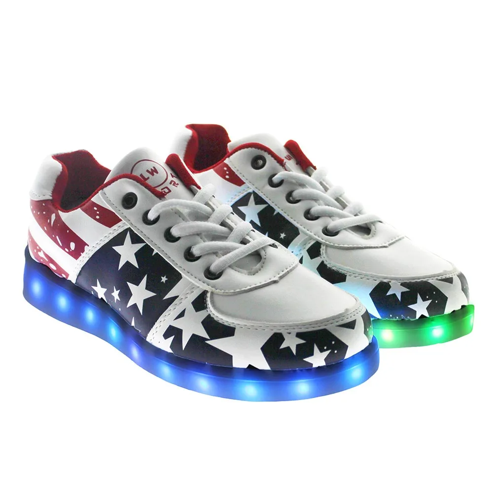1 пара USB Мощность Для женщин LED красочный светящийся подсветкой танец плоским Обувь Спортивная обувь Вело-обувь