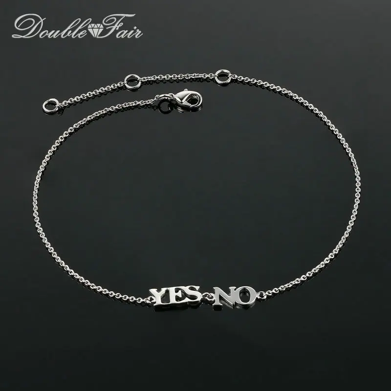 

Simple Style Letter Yes No Charm Foot Chain Anklets Silver Color Fashion Brand Jewelry Gift For Women HotSale DFA005