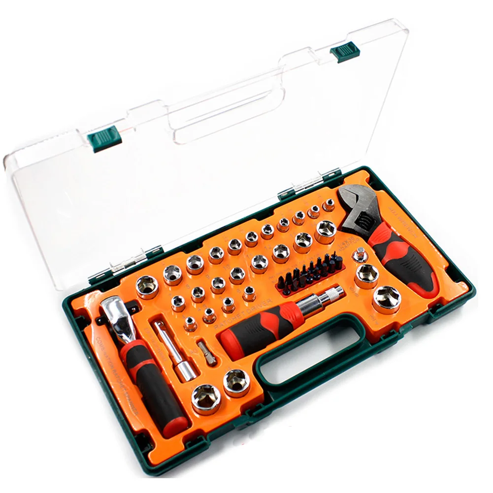 

49pcs Repair Tool Kit Box Packed Hand Household Accessories Useful Car Socket Combination DIY Screwdriver Spanner Ratchet Wrench