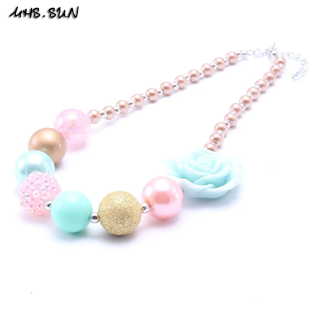 Bleu Rose Minnie à grosses perles Bubblegum Pour Enfants Cadeau De Noël Collier Bijoux