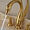Golden Swan Bathtub Faucet Deck Mounted Bath Shower Set Brass Hand Shower Basin Mixer Tap Widespread Tub Sink Faucet 4