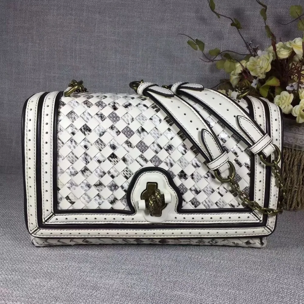 

2019 New Trends sheepskin with snakeskin knitting crossbody cover bags messenger bags designer chain shoulder bags women fashion