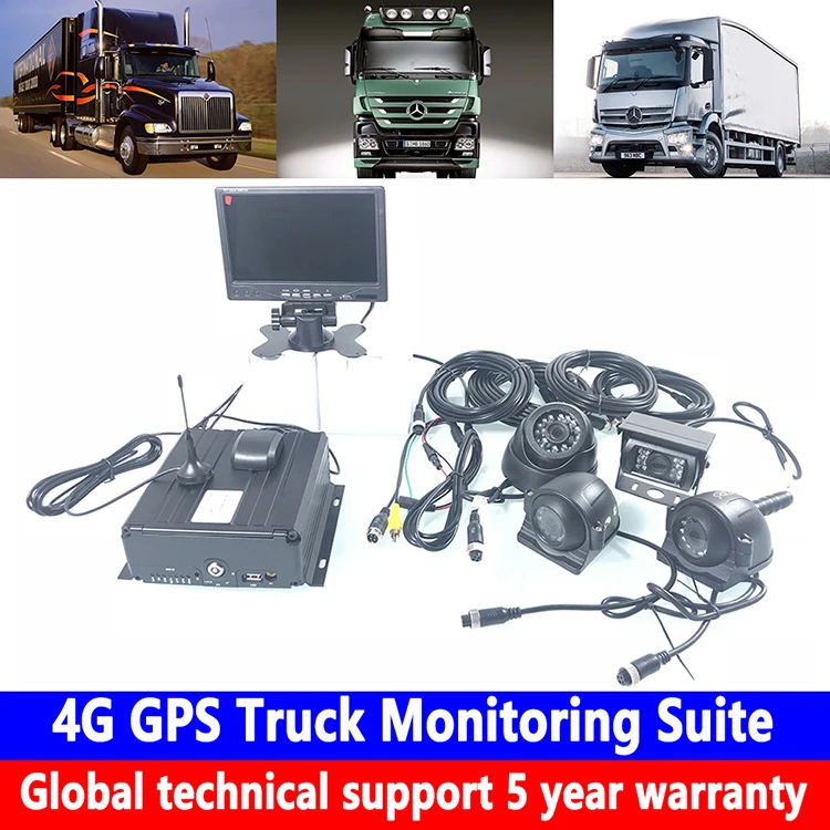 Áudio e Vídeo Sistema de Posicionamento Caminhão de Bombeiros Kit de Monitoramento Canal Pal - Ntsc Remoto 4g Caminhão Gps Tanker 960 p 4-cartão sd 7 Câmera multiângulo automotiva