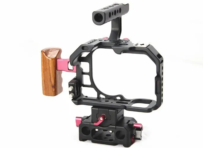 Hontoo-A7S-Rig-DSLR-Rig-Cage-W-Top-Handle-Baseplate-Wooden-handle-for-Sony-A7S-Camera (5)