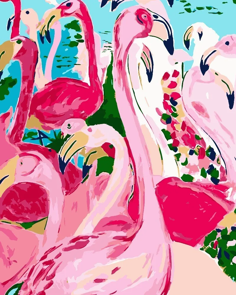 AZQSD Современная DIY картина маслом по номерам Фламинго Ручная роспись холст настенная картина искусство Животное украшение дома - Цвет: YHGC020