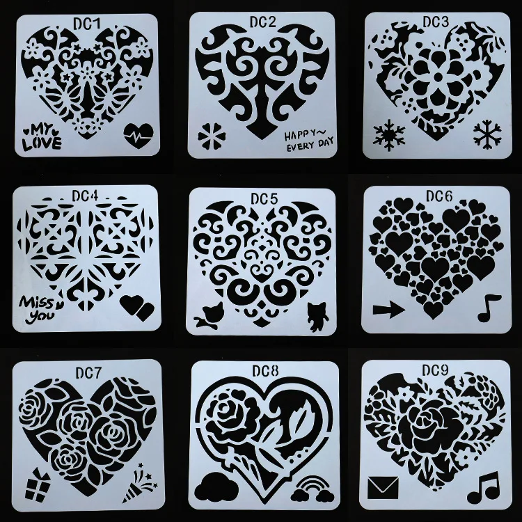 

Heart pattern DIY diary bullet journal Hand-painted graphic ruler DIY hand drawing ruler