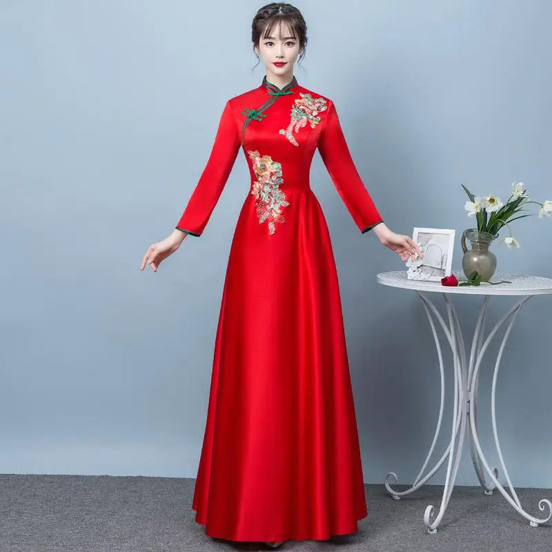 Белое свадебное платье Cheongsam в восточном стиле для женщин ...