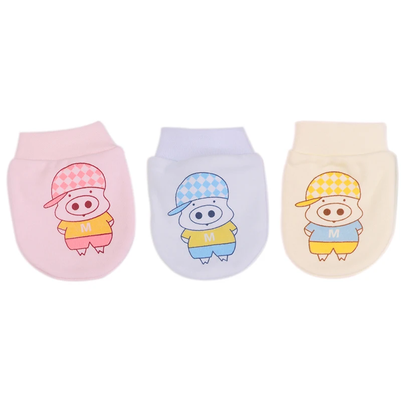 Мягкие перчатки для новорожденных; милые хлопковые перчатки с рисунками из мультфильмов для От 0 до 6 месяцев; варежки для маленьких девочек и мальчиков