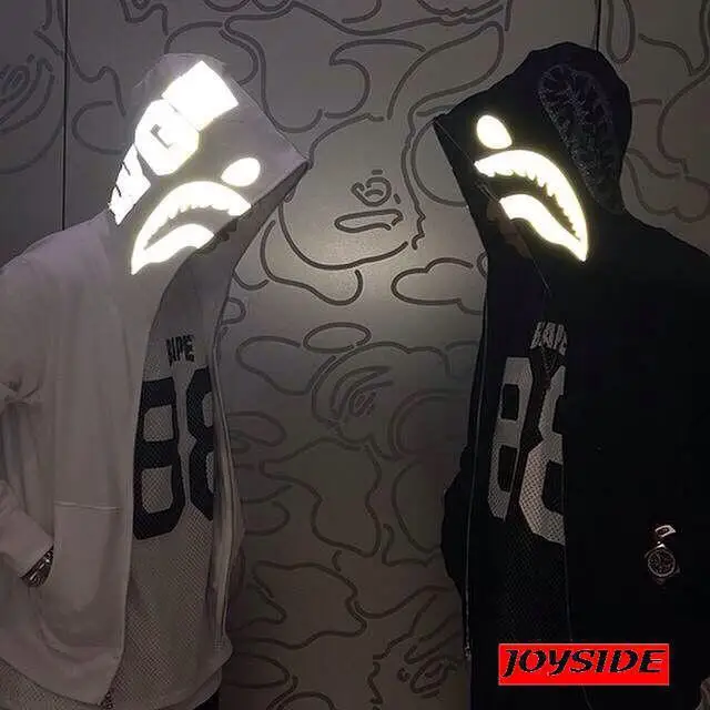 bape shark black and white