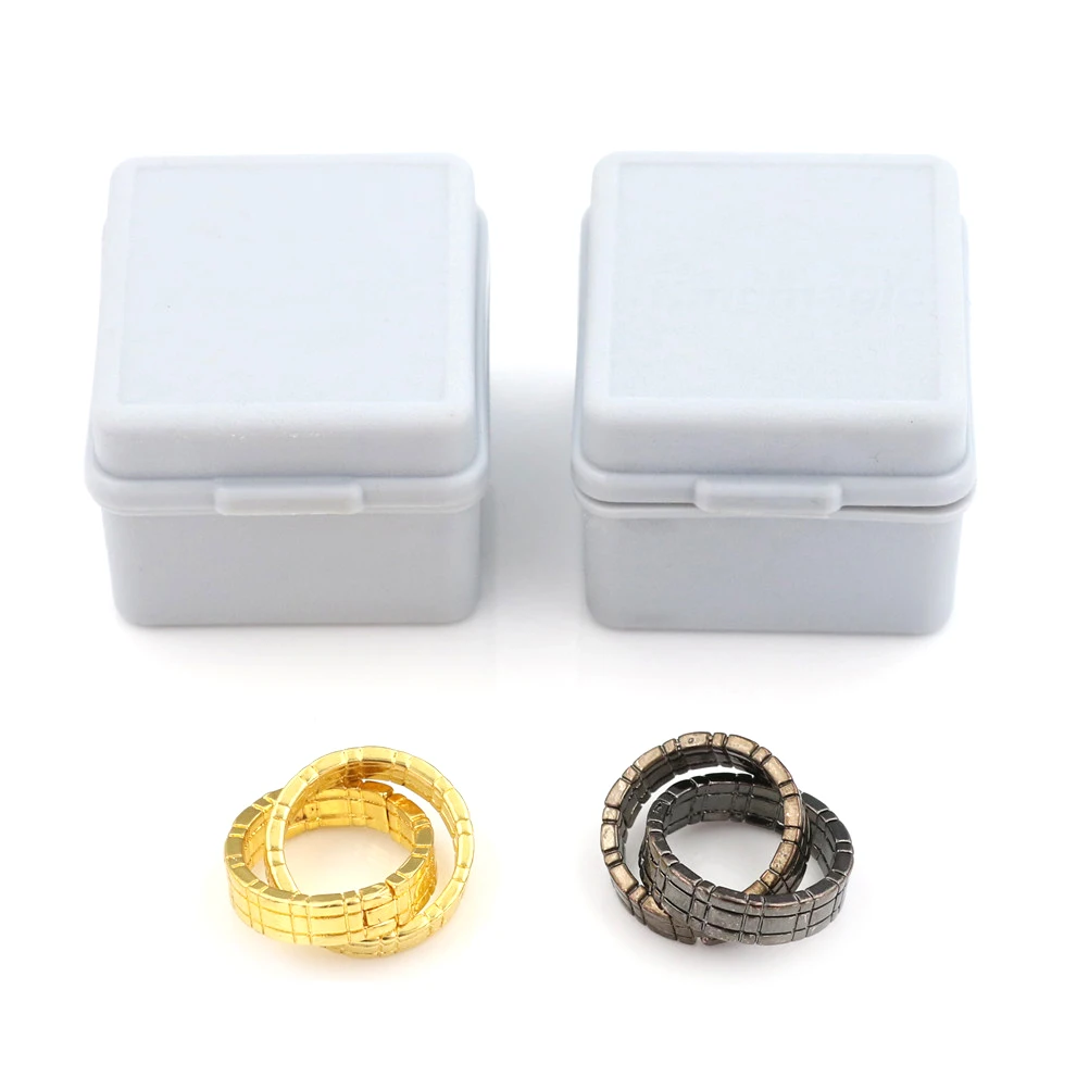 

1 Pair Magic Gimmick Professional Magie Close Up Commedia Ring Through Finger Metal Moving Himber Ring With Box