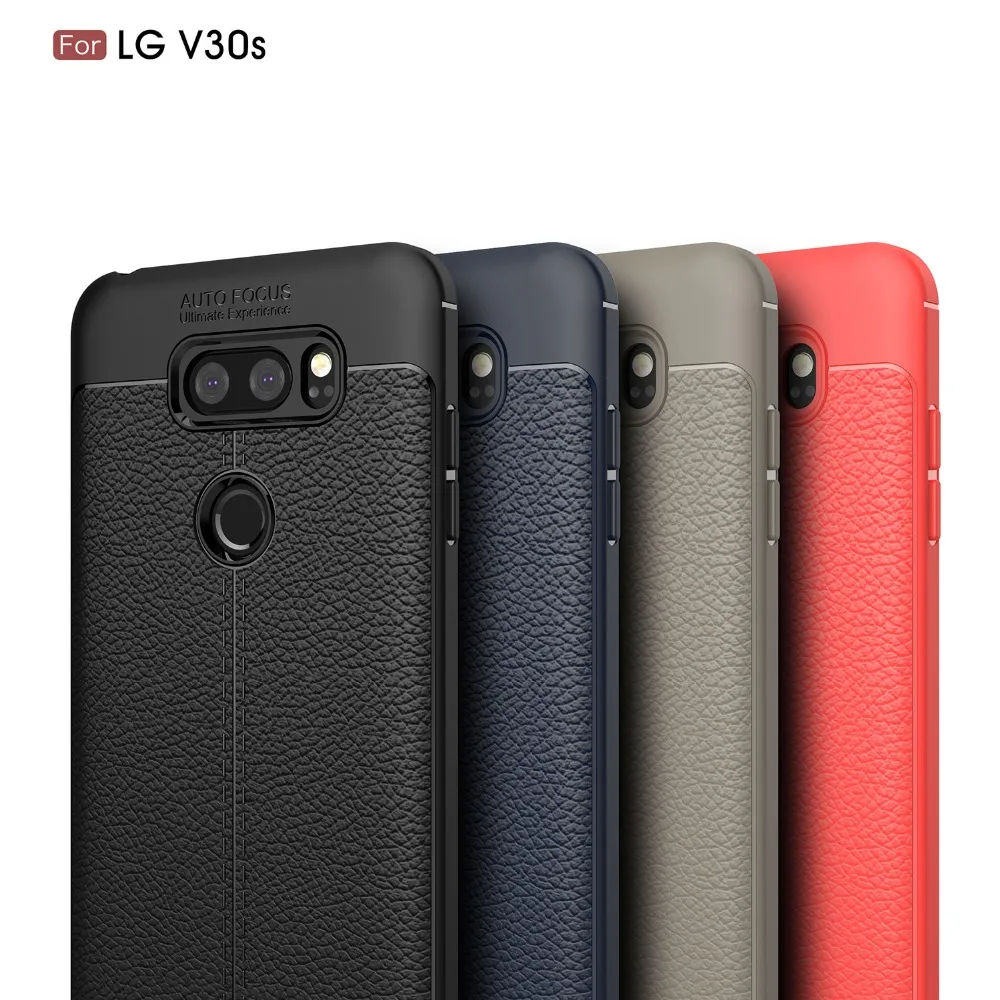 

Case For LG V30S Cover For LG V30S+ Plus V35 Case Silicone Cover Litchi Leather Back Soft Shell Fundas