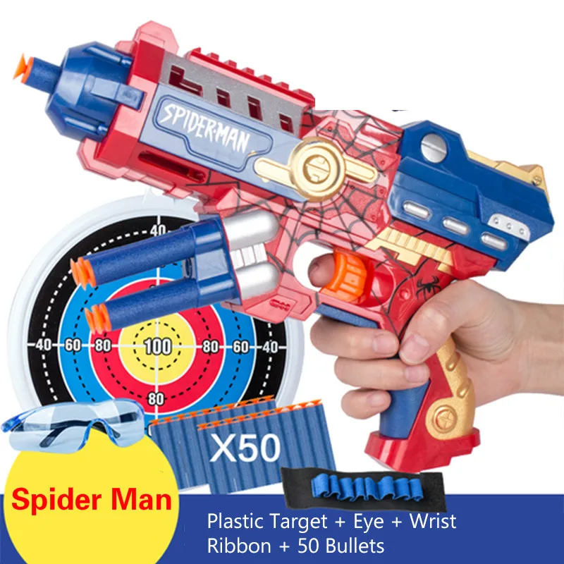 

4 styles Fun Soft Bullet Iron Man Guns Toy Kids Bursts of Gun Toy Shooting Submachine Weapon Pistol Sniper Rifle Children Gift