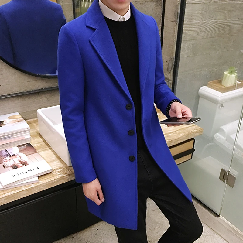  (10 colors) 2019 autumn and winter new men's woolen coat 5XL large size slim long trench coat fashi