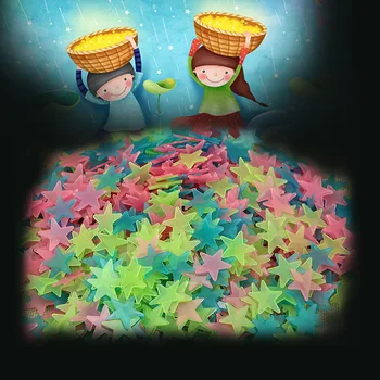 

100pcs 3DStars Novelty toy Glow In The Dark Star Stickers Luminous Fluorescent Stickers For Kid Babyroom Bedroom Ceiling Decor
