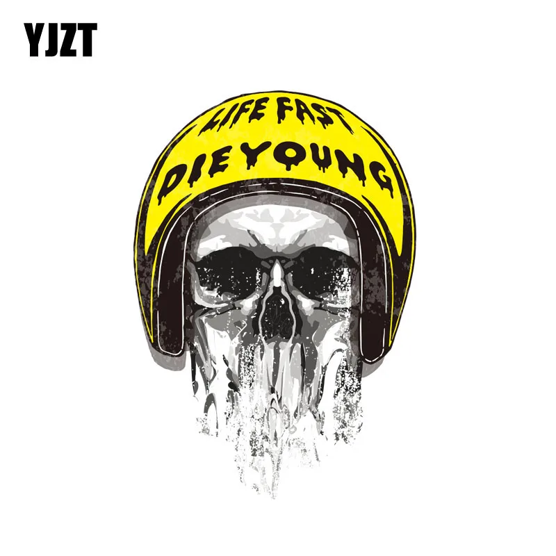 YJZT 9.3CM*13.4CM Personality Life Fast Die Young Skull Car Sticker Accessories 6-2323 |