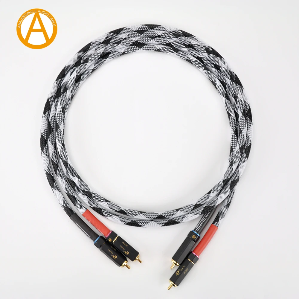ANAUDIOPHILE HIFI RCA Cable Pair 6N RCA Interconnect Audio Cable Male To Male Phono Plug Preamp Power Amplifier Headphone AMP