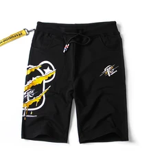 Мультфильм жестокий медведь печати хлопка свободного кроя с завязками, штаны по колено шорты Для мужчин с принтом персонажа «Багз Банни» и код летние Homme