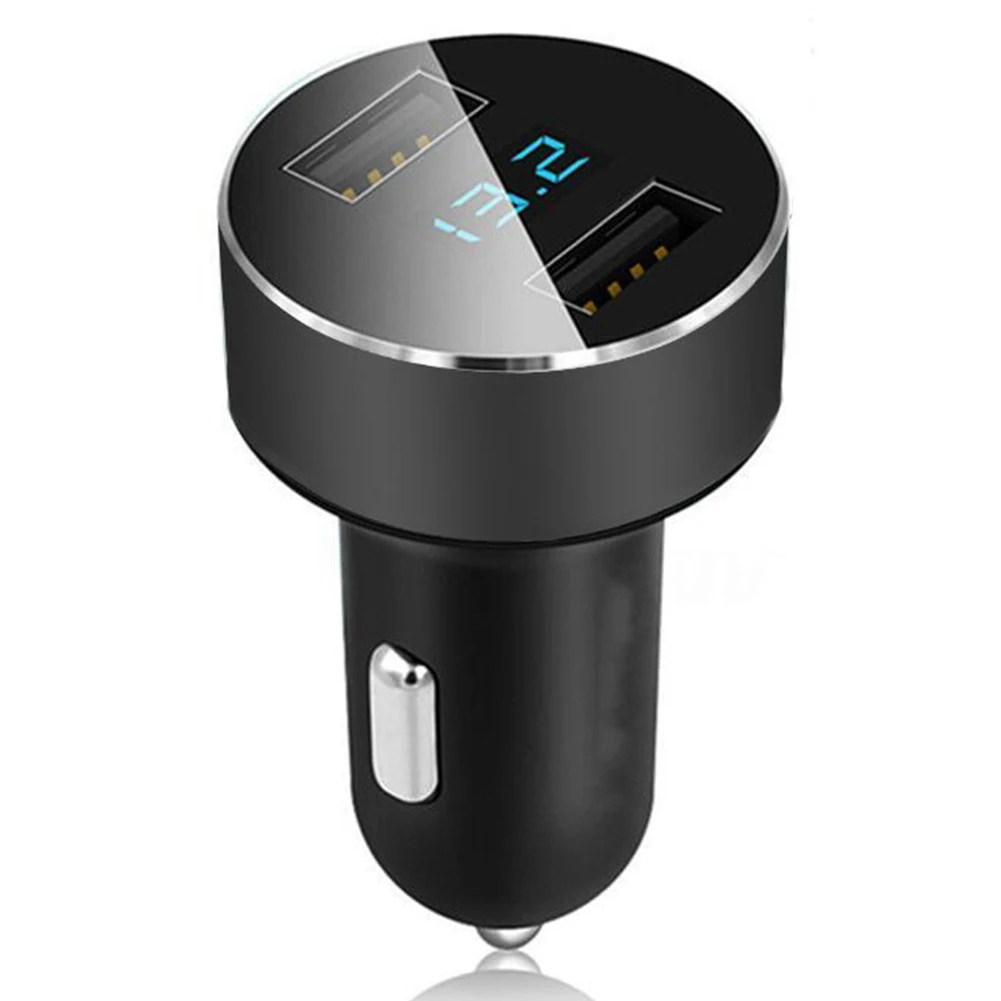 

Dual USB Safe 5V 3.1A Round Thermostat Protection Voltage Monitor Aluminum Alloy Quick Charge Multifunctional Car Charger