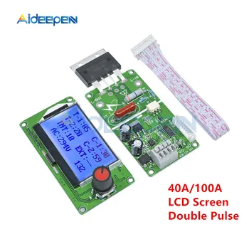 

40A 100A LCD Display Digital Double Pulse Encoder Spot Welder Welding Transformer Controller Board Electric Spot Welding