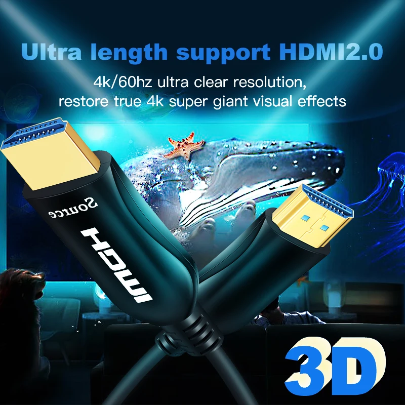 Shuliancable HDMI кабель 2 0 оптический hdmi 4k 60HZ 5m 10m 15m 20m 30m 50m Оптический для HDR TV Box Xiaomi