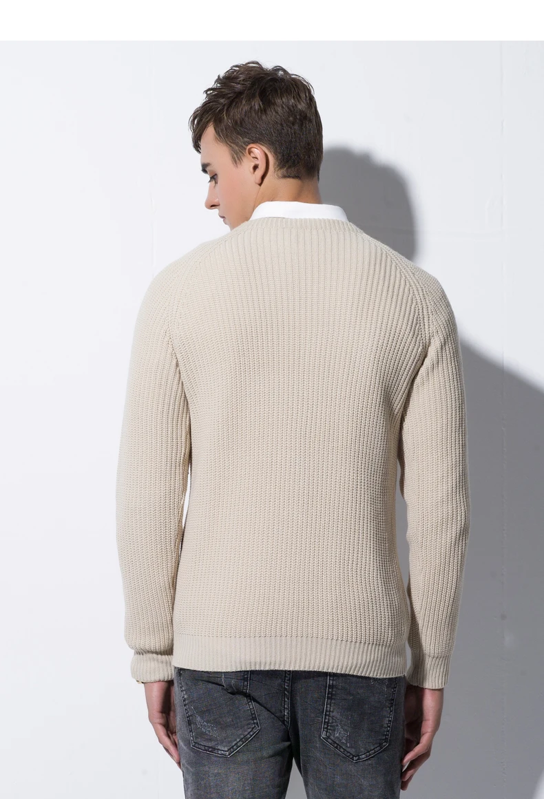 EICHOS Для мужчин трикотажный пуловер Модные осень-зима теплый мужской джемпер Повседневное свитер с круглым вырезом Для мужчин одноцветное