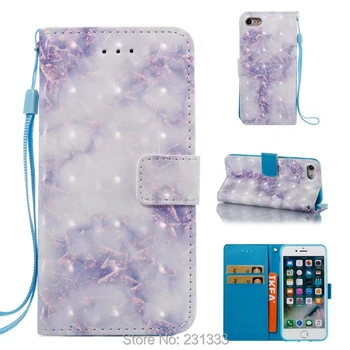 

Glitter 3D Marble Strap Wallet Leather Pouch Case For Iphone 7 Plus I7 6 6S SE 5S Apple Ipod Touch 5 6 Stand ID Card Cover 50PCS