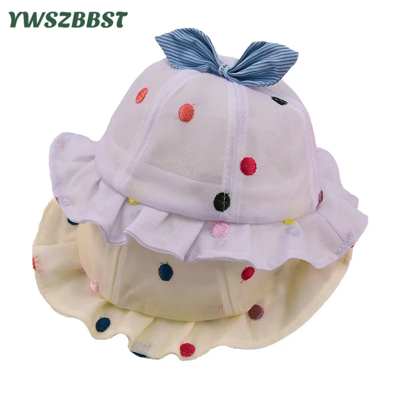 جديد الصيف الطفل قبعة لطيف نقطة Bowknot الفتيات قبعة الشمس القطن الفتيان قبعة واقية من الشمس الأطفال قبعة بحافة الشاطئ قبعة واقية من الشمس