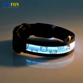

500Pcs/Lot Mixed Led Colors And Sizes Nylon Cartoon Bear Pet collar, Safety Necklace Flash In The Dark