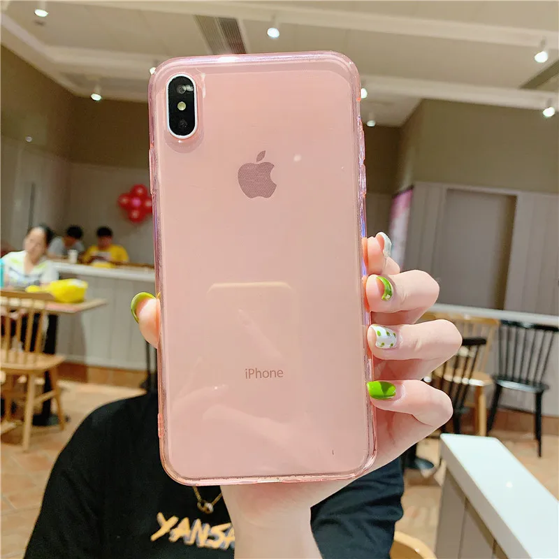 Прозрачный безрамный чехол для iphone 7 Чехол для iphone X XS Max XR 7 8 6 6S Plus задняя крышка прозрачный мягкий кремний чехол для телефона s - Цвет: G