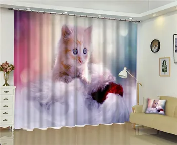 

Animals Lovely cat Luxury Blackout 3D Window Curtain Living Room kids Bedroom Customized size Drapes Rideaux Cortinas pillowcase