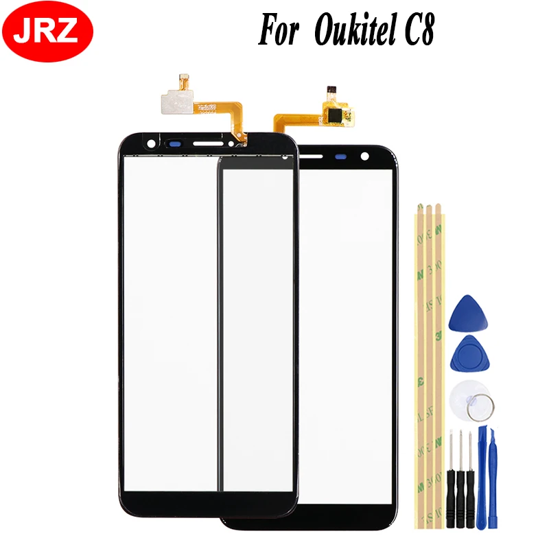 

JRZ 5.5 inch Touch Screen Glass Panel For Oukitel C8 Touch Screen Touch Digitizer Panel Glass +Tools Adhesive For Oukitel C8