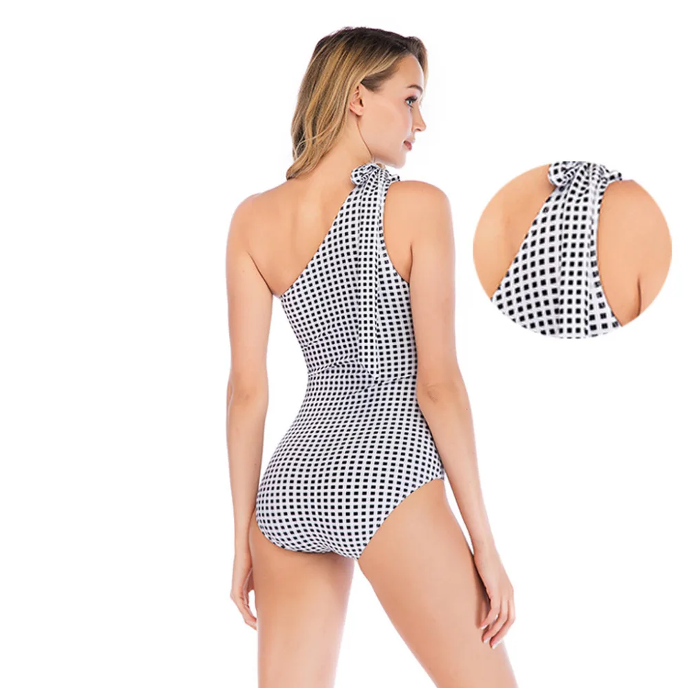 2019 Women's Siamese Surfing Suit One-Shoulder Strap Printed Surfing Suit Summer Sexy Woman Seaside Surfing Swimwear 40M16 (16)