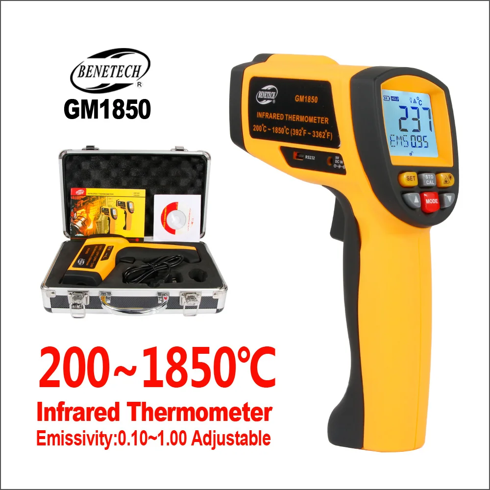 

BENETECH Infrared Thermometer Digital laser Temperature Sensor Controller Outdoor Thermometer Hygrometer Industrial GM1850