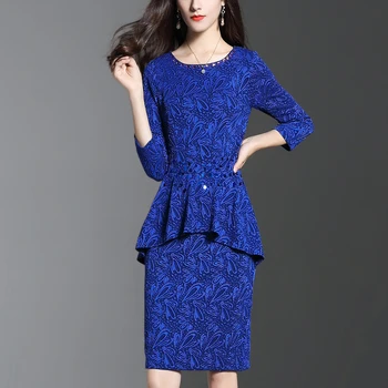 

new autumn outfit nail bead sequined dresses long sleeve bodycon women o neck OL european fashion dress vintage blue clothes