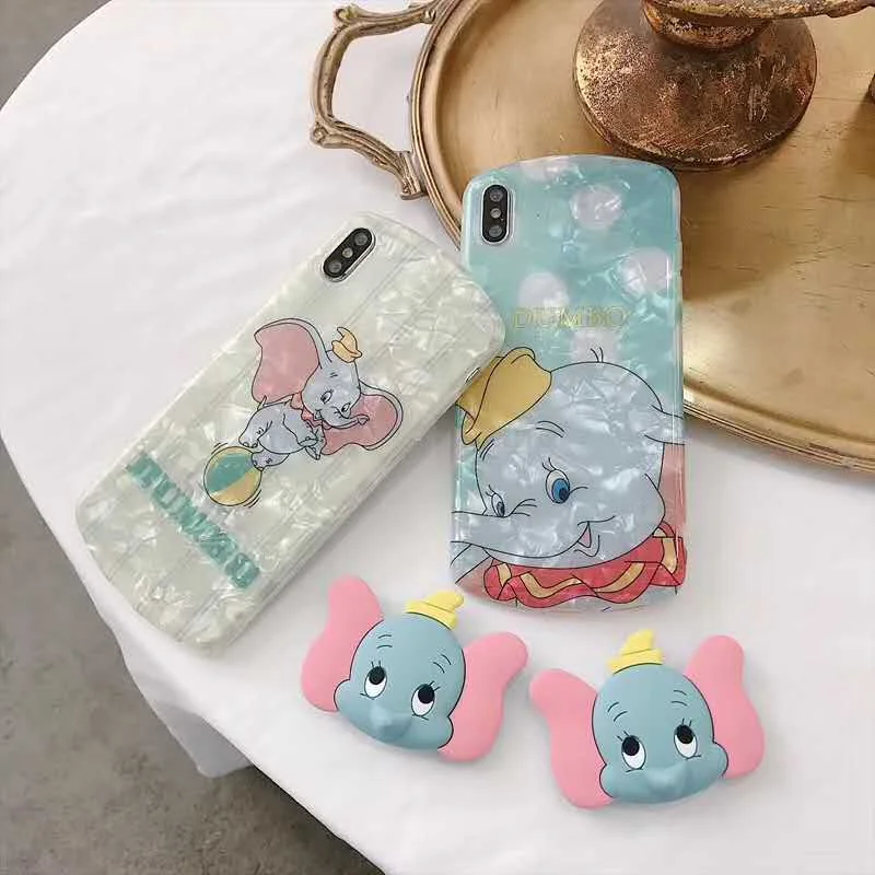 

Cute Cartoon Dumbo Curved Shell Pattern Phone Case for iPhone 6 6s 7 8 plus xs max xr Couple Soft Silicone Cover