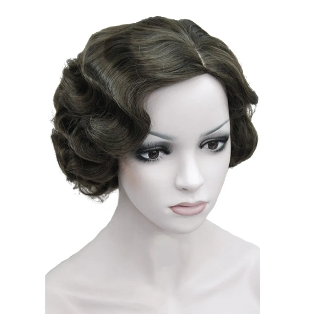 Pаспродажа StrongBeauty 1920 х годов стиль волос s для женщин палец волна парики Ретро стиль короткий синтетический парик