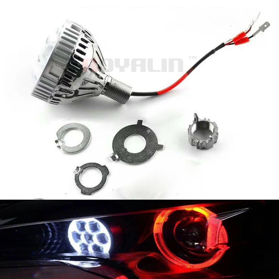 Günstig ROYALIN Auto LED High Beam Projektor Scheinwerfer Objektiv mit Teufel Augen Motorrad Lichter für H1 H4 H7 9005 lampen Nachrüstung DIY