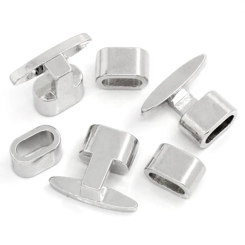 Bracelet End Bar Clasps With Slider For Leather Bracelet "T" Shape