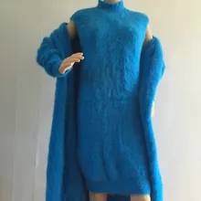 Натуральный норковый кашемировый свитер женские пуловеры вязаная куртка длинная шуба S611