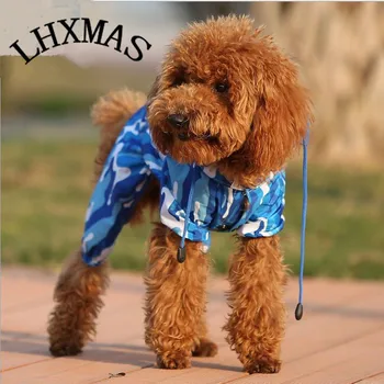 

Waterproof Fashion Blue Camouflage Dog Raincoat Jacket Dog Clothes Rainwear D460