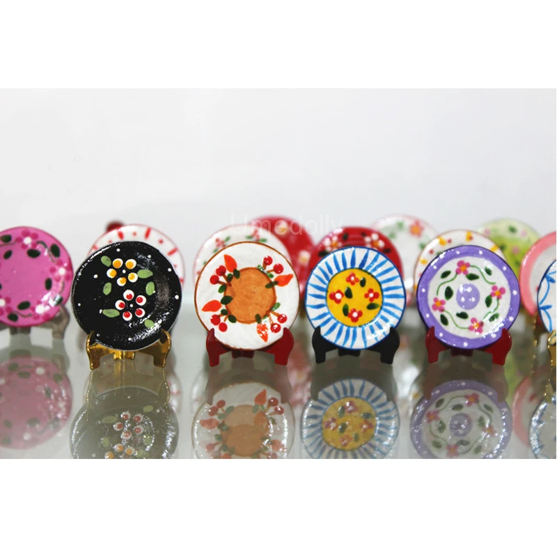 5PCS 1/12 Dollhouse Miniature Colorful Ceramics Plate / Dish Mini