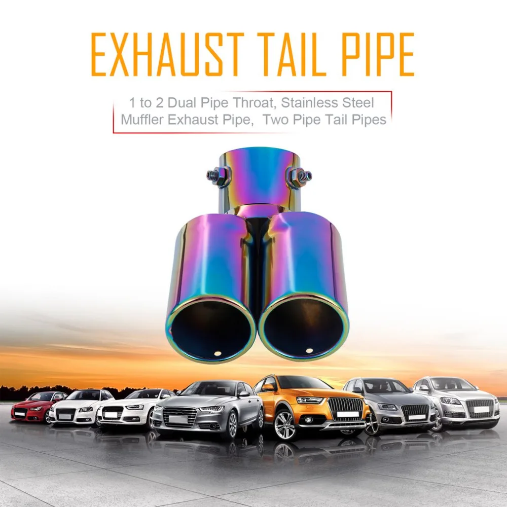 1 to 2 Dual Pipe Car font b Exhaust b font Tail Throat Two Pipe Tail