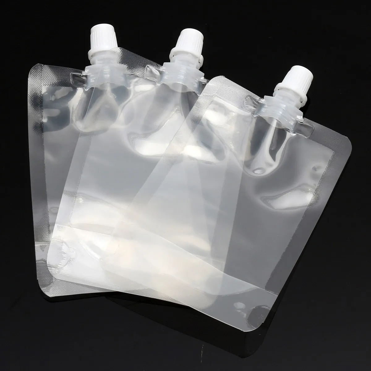 3x 100ML 3.2Oz Clear Spout Bags Stand Up Bag Liquid Bag Flask Pouch