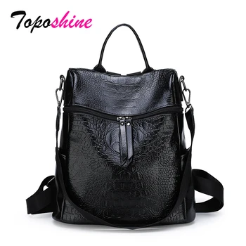 

Toposhine Crocodile Pattern Ladies Backpack 2019 New Fashion High Quality Casual Wild Travel Backpack Large Capacity