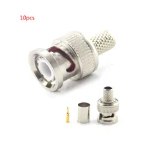 Gakaki – coupleur de caméra de vidéosurveillance 3 en 1, connecteur à sertir Bnc mâle Bnc au connecteur coaxial Rg59, 10 pièces/lot