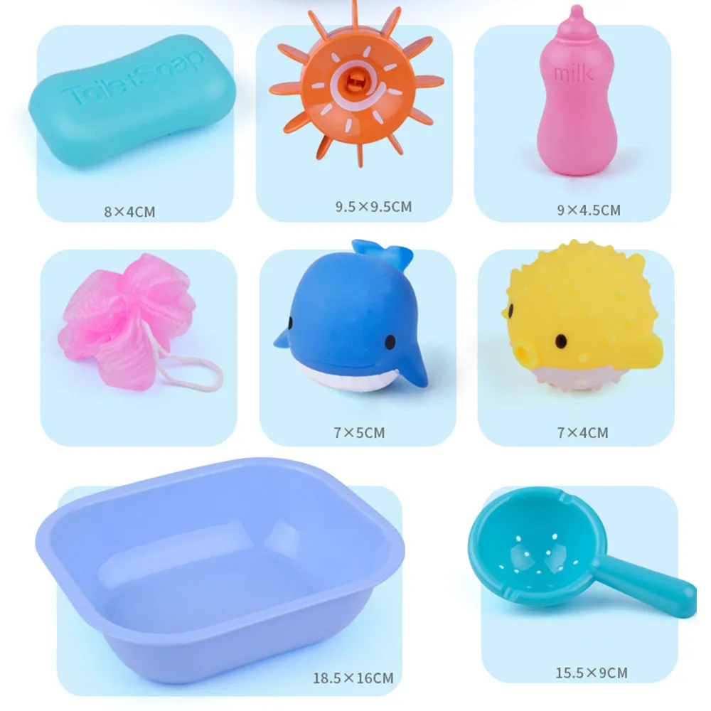 MrY 8 Pcs Silicone Baby Bath Toys Set Sprinkler Bathroom Water Spray Squeeze Toys Soft Rubber  Fishing Toys Play Animals Bath