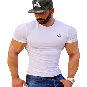 

Muscle aesthetics Men T-shirt Short Sleeves White gray black Undershirt Male Solid Cotton Mens Tee Summer Jersey Brand Clothing