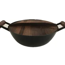 32 см Большой размер чугунный суповый горшок с двумя деревянными ручками и деревянной крышкой подходит для газовой и индукционной Кухонная Плита горшок