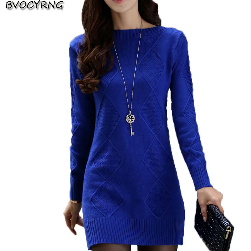 

2018 New Ladies Autumn Winter Sweater for Women Long Leisure Knitting Tops Female Long Sleeve Slim Bottom Pullover Sweater A0301